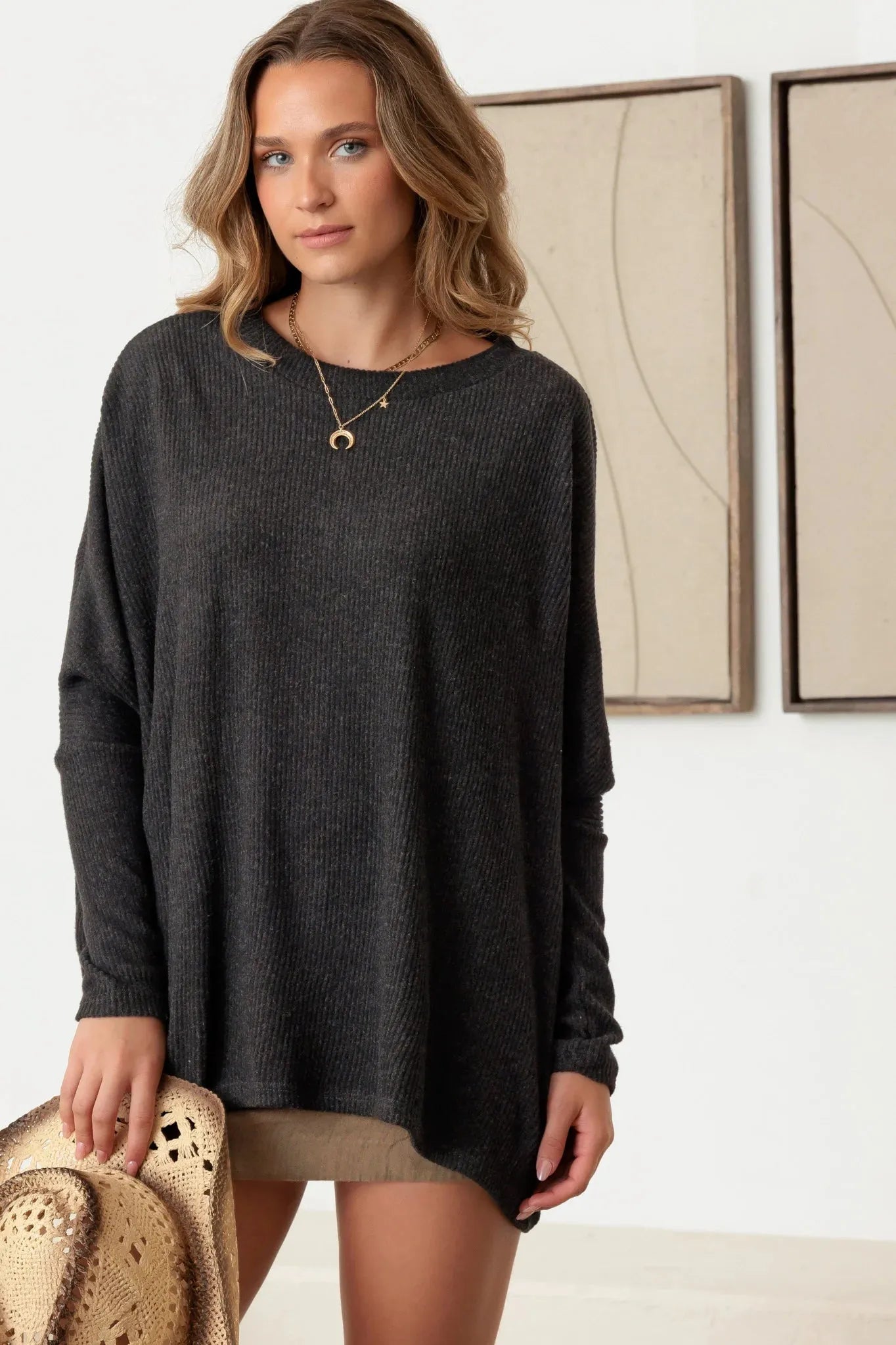 Flannel Dolman Soft Long Sleeve Sweater