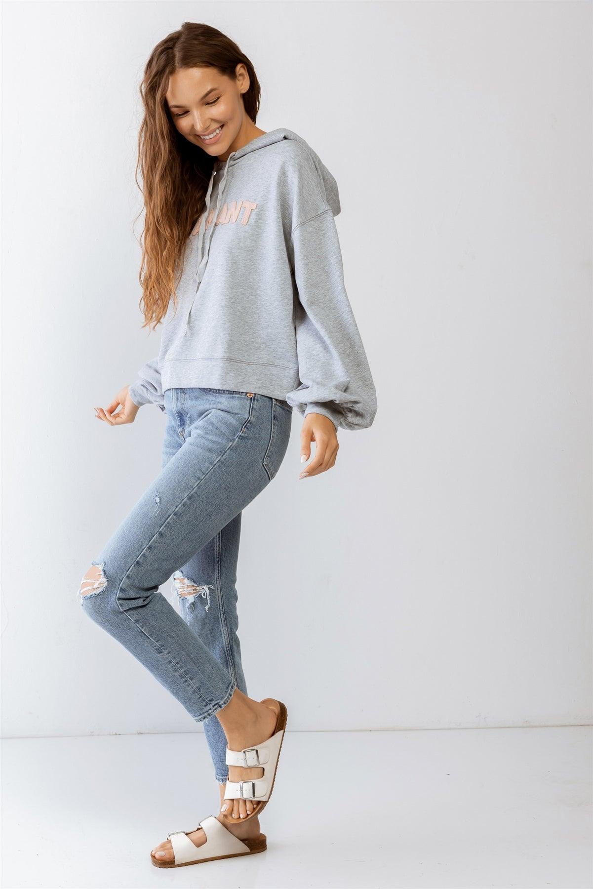 "L'AMANT" Print Long Sleeve Hoodie Sweatshirt