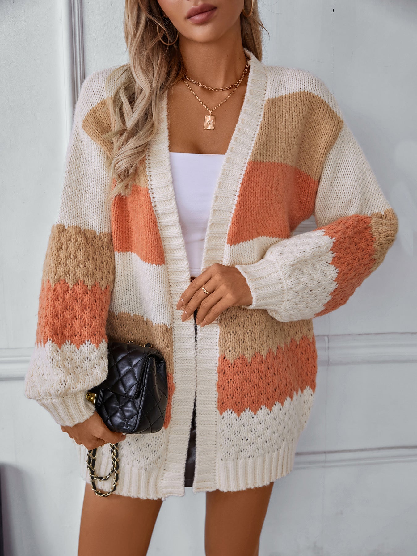 Color Block Knit Cardigan · Cozy and Stylish Oversized Sweater Coat