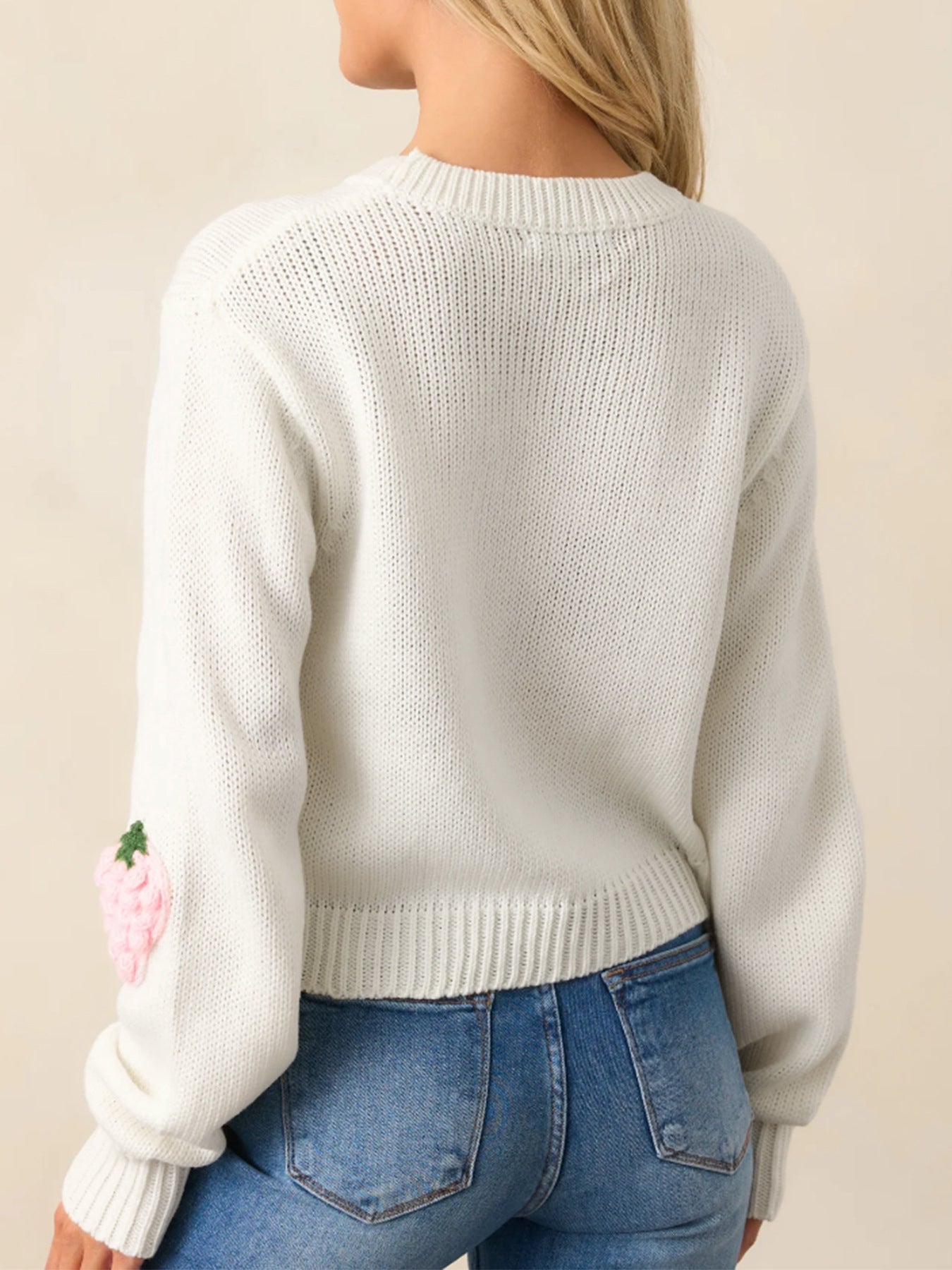 3D Strawberry Knit Sweater · Fresh and Sweet Loose-Fit Pullover
