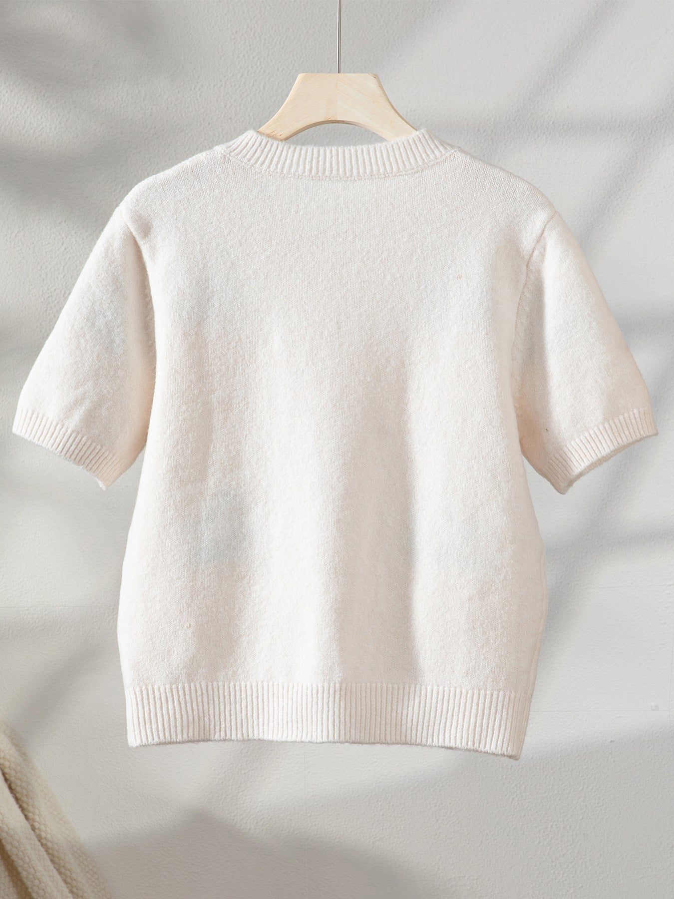 Fresh lemon print knitted cardigan short-sleeved top · French retro romantic atmosphere