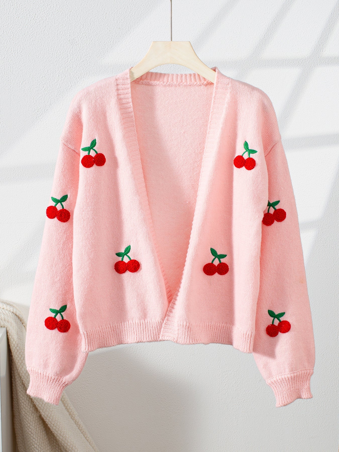 Pink Cherry Knit Cardigan · Sweet and Playful Cropped Sweater
