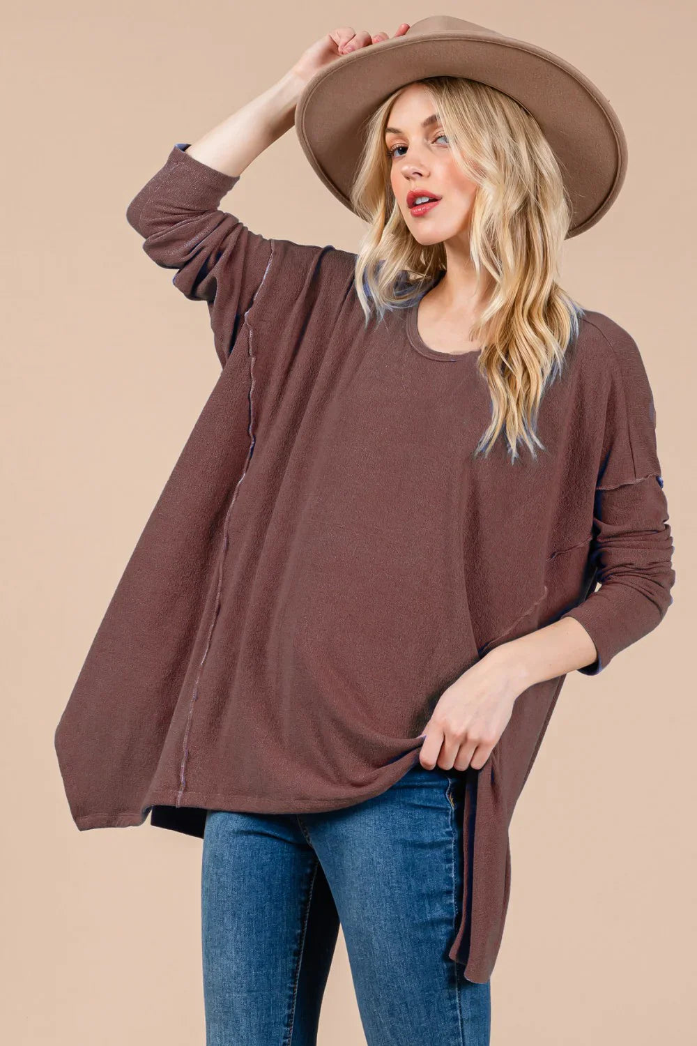 Oversized Asymmetrical Long Sleeve Cozy Sweater