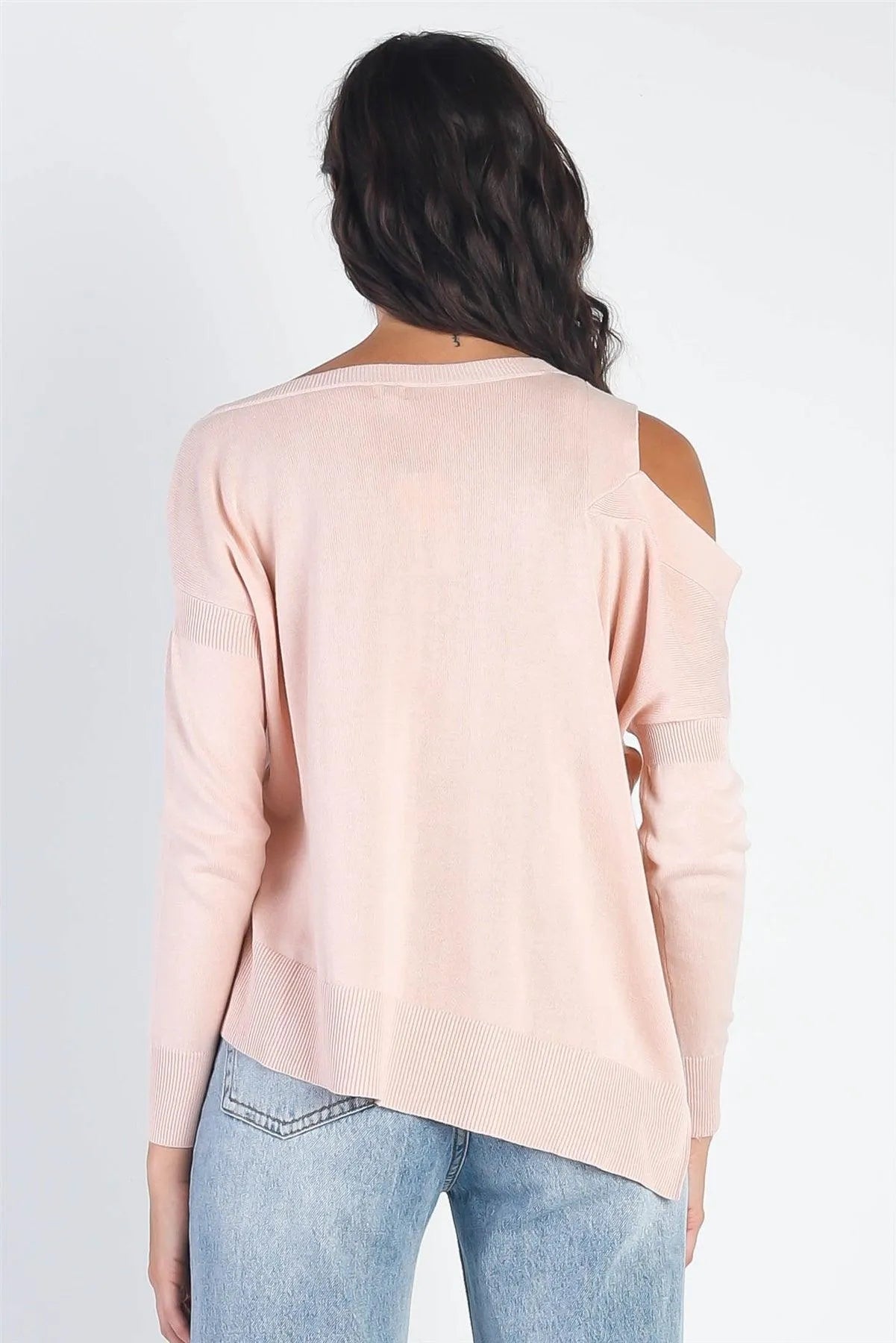 Basic Cold Shoulder Long Sleeve Knit Top