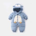 Baby Penguin Hooded Snowsuit｜Winter Warm One-Piece Jumpsuit｜Thick Padded Infant Romper｜Outdoor Baby Wear