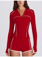 Women’s Golf Performance Set – Slim Fit Zip-Up Top & High-Waist Shorts/Leggings – Breathable & Stretchy - Image 5