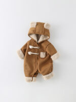 Baby Bear Hooded Fleece Jumpsuit｜Winter Warm One-Piece Romper｜Soft Faux Suede Infant Snowsuit｜Size 66–90 - Image 5