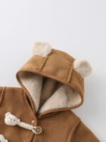 Baby Bear Hooded Fleece Jumpsuit｜Winter Warm One-Piece Romper｜Soft Faux Suede Infant Snowsuit｜Size 66–90 - Image 3