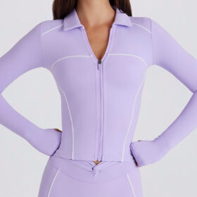 Women’s Golf Performance Set – Slim Fit Zip-Up Top & High-Waist Shorts/Leggings – Breathable & Stretchy