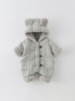 Baby Winter Padded Romper Cute Bear Hooded One-Piece Snowsuit (Size 66–90) - Image 2