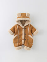 Baby Winter Padded Romper Cute Bear Hooded One-Piece Snowsuit (Size 66–90)