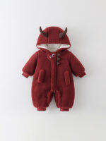 Baby Winter Padded Romper Cute Devil Hooded One-Piece Snowsuit