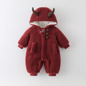 Baby Winter Padded Romper Cute Devil Hooded One-Piece Snowsuit