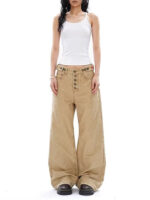 Women’s Vintage High-Waist Wide-Leg Pants | Button-Front Loose Fit Trousers | Street Style Long Pants - Image 5