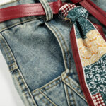 Men’s Vintage Washed Wide-Leg Jeans｜High Street Tie Detail Straight Denim Pants - Image 2