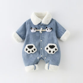 Baby Winter Padded Romper Cute Panda Button One-Piece Snowsuit (Size 66–90)