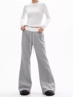 Women’s High-Waist Wide-Leg Sweatpants | Drawstring Straight-Leg Lounge Pants | Casual Loose Fit Long Trousers - Image 4