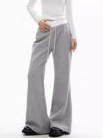 Women’s High-Waist Wide-Leg Sweatpants | Drawstring Straight-Leg Lounge Pants | Casual Loose Fit Long Trousers - Image 3