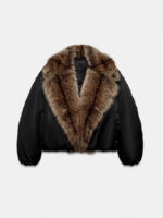 Women’s Cropped Puffer Jacket with Faux Fur Collar | Luxury High-Street Winter Coat | Warm Short Outerwear