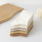 Women’s Solid Color Crew Socks Set｜Soft Cotton Blend Socks｜Neutral Cream Tones｜Multi-Pair Pack - Image 4