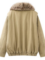 Women’s Cropped Utility Jacket with Faux Fur Collar | Winter Padded Coat | Relaxed Fit Outerwear - Image 5