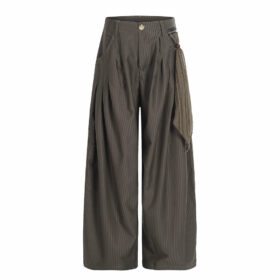 Men’s High-Waist Straight-Leg Pants｜Relaxed Fit Casual Trousers with Decorative Strap