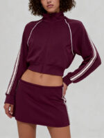 Women’s Golf Set | Cropped Zip-Up Jacket & Fitted Mini Skirt | Contrast Stripe Design