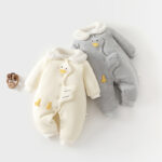 Baby Duck Design Fleece Jumpsuit｜Winter Warm One-Piece Romper｜Soft Hoodless Infant Snowsuit｜Size 66–90