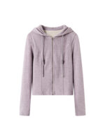 Women’s Hooded Zip-Up Casual Set | Cropped Jacket & High-Waist Wide Leg Pants | Autumn Winter Two-Piece Outfit - Image 5