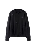 Women’s Zip-Up Hooded Casual Jacket | Minimal Embroidered Detail | Everyday Loose Fit Outerwear - Image 2