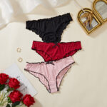 Women’s Ribbed Briefs Set with Ruffle Trim｜Low-Mid Waist Panties｜Soft Stretch Cotton-Feel｜Bow Detail Multi-Pack - Image 2