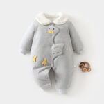Baby Duck Design Fleece Jumpsuit｜Winter Warm One-Piece Romper｜Soft Hoodless Infant Snowsuit｜Size 66–90 - Image 2